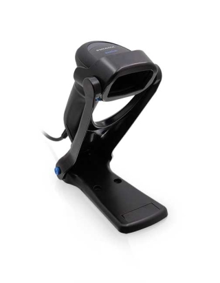 QuickScan QD2500, Black, right facing in collapsible stand